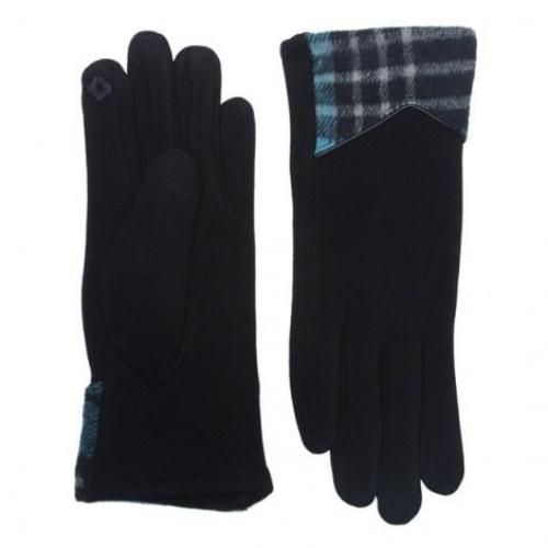 Plaid Edge Texting Gloves Navy