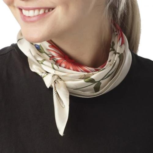 Floral Printed Bandana Scarf Ivory