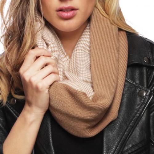 Glen Check Infinity Scarf Beige