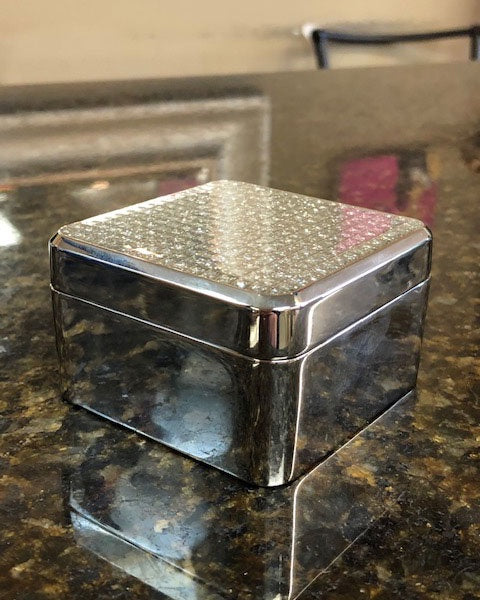 Rhinestone Accent Silver Ring Box