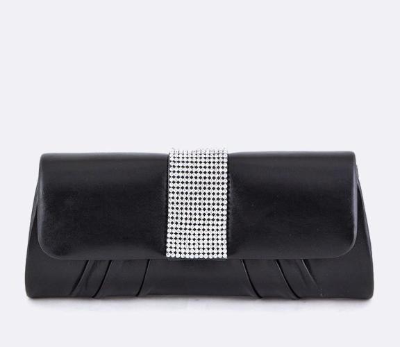 Crystal Flap Evening Clutch Black