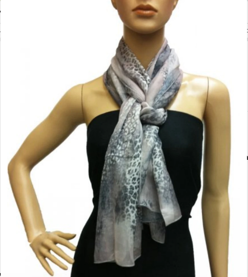 Leopard Print Scarf Grey
