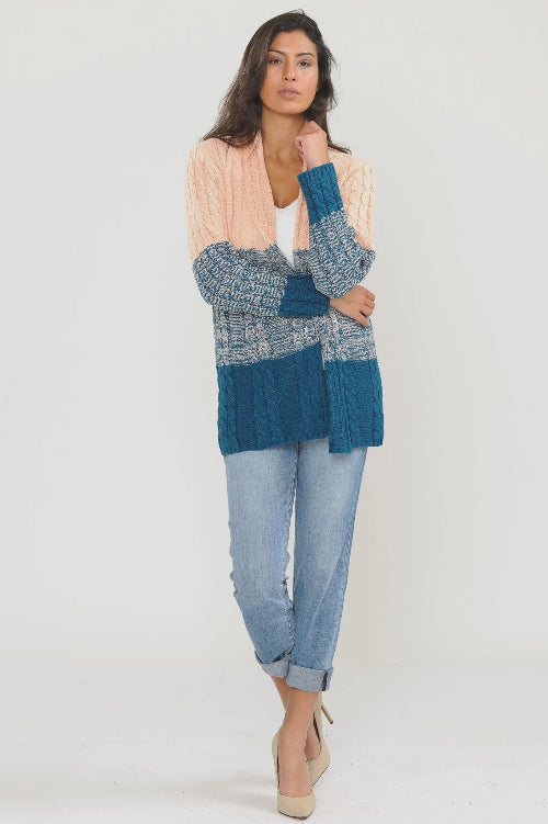 Cable Knit Cardigan Blush