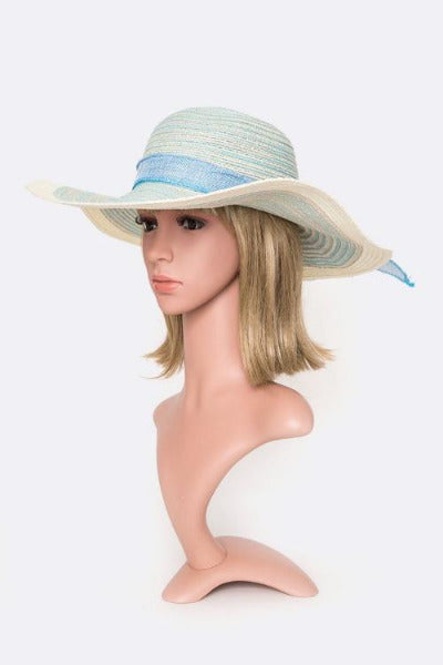 Two Tone Straw Floppy Hat Mint