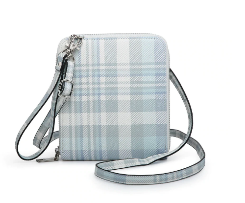 RFID Wallet/Crossbody Neutral Plaid