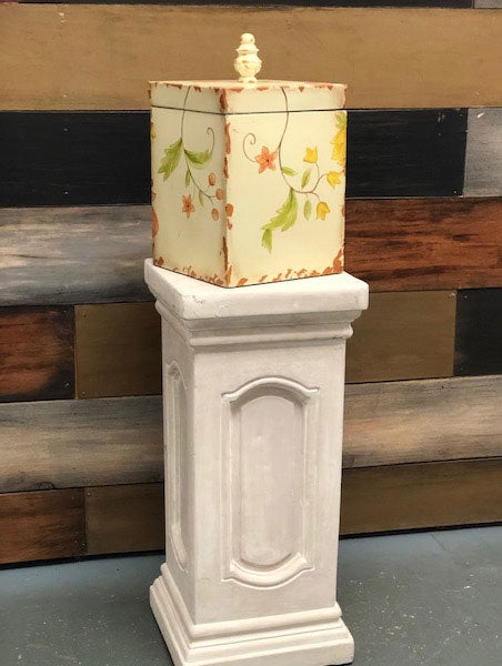 Distress Floral Metal Accent Box with Lid