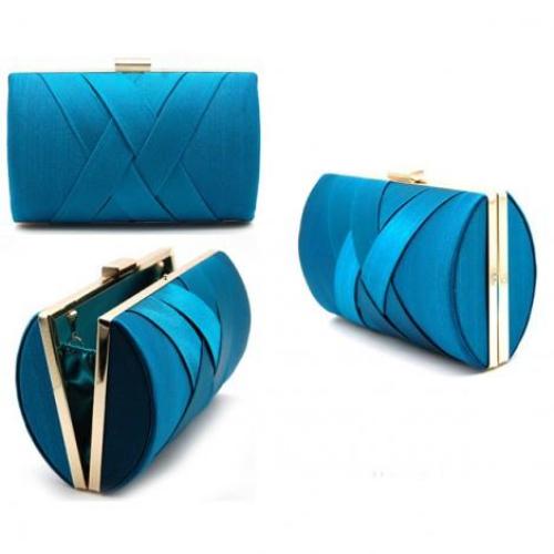 Satin Evening Bag Blue