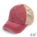 Distressed Criss Cross C.C Pony Cap Berry