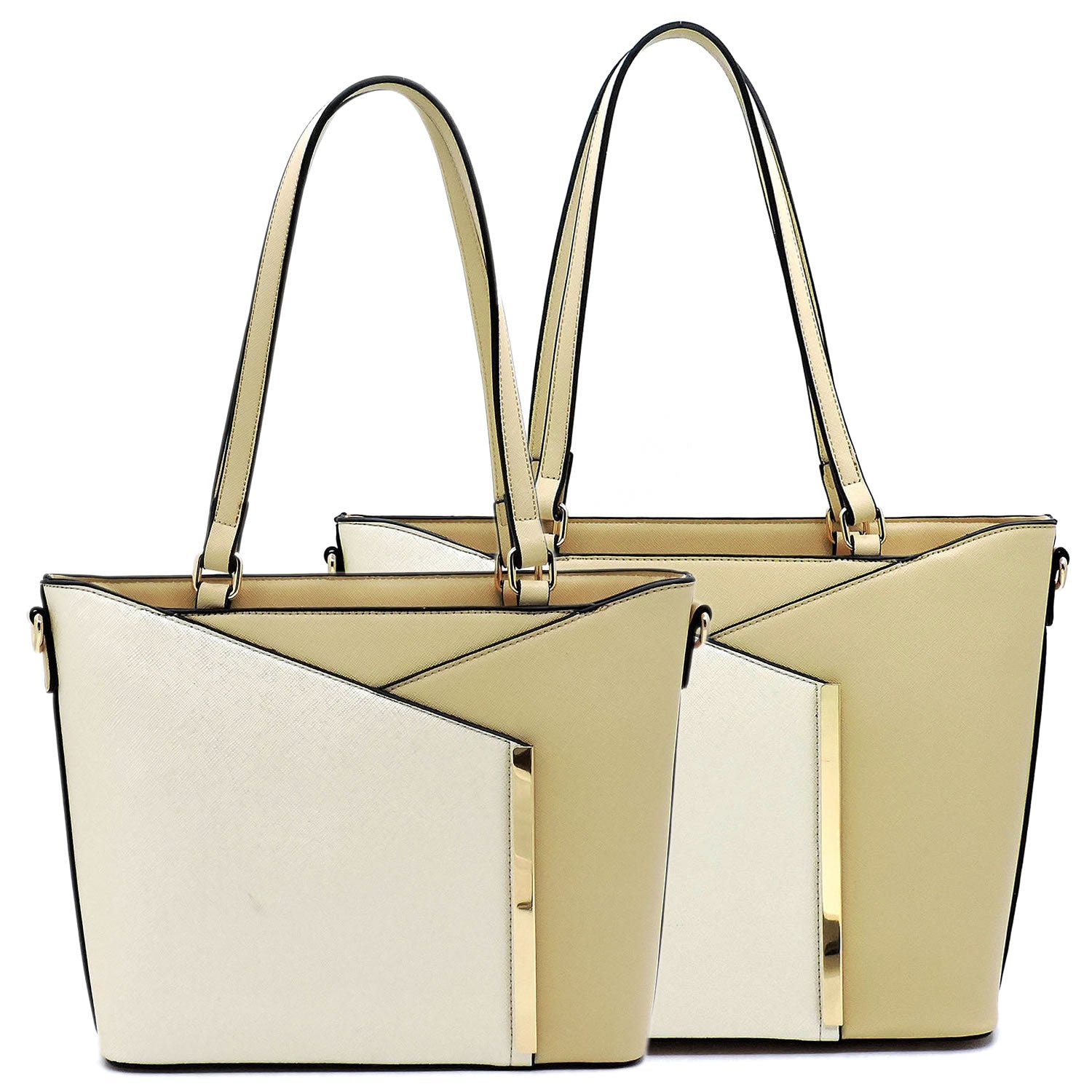 Colorblock 2-in-1 Handbag Set Khaki/Cream