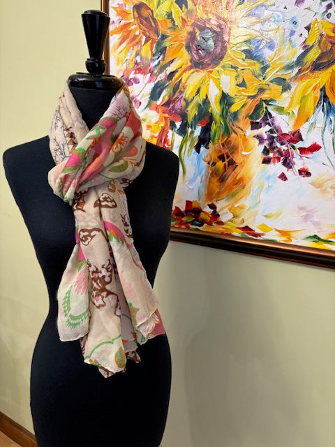 Flower & Leaf Print Scarf