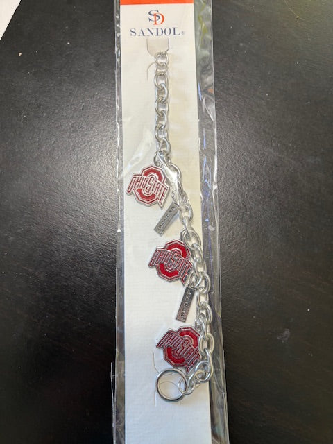 Ohio State Logo and Brutus Charm Bracelet