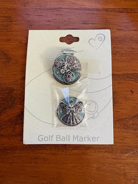 Silver/Sky Blue Angel Golf Ball Marker
