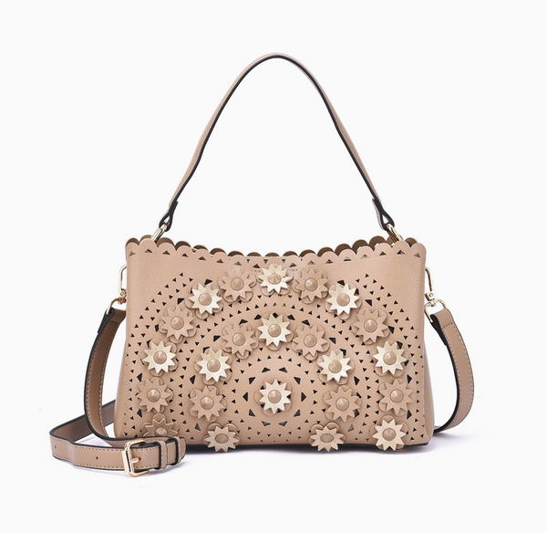 Piper 3D Floral Crossbody - Sand