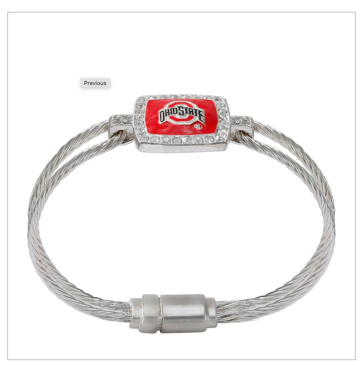 OHIO STATE SQUARED CRYSTAL LOGO BANGLE