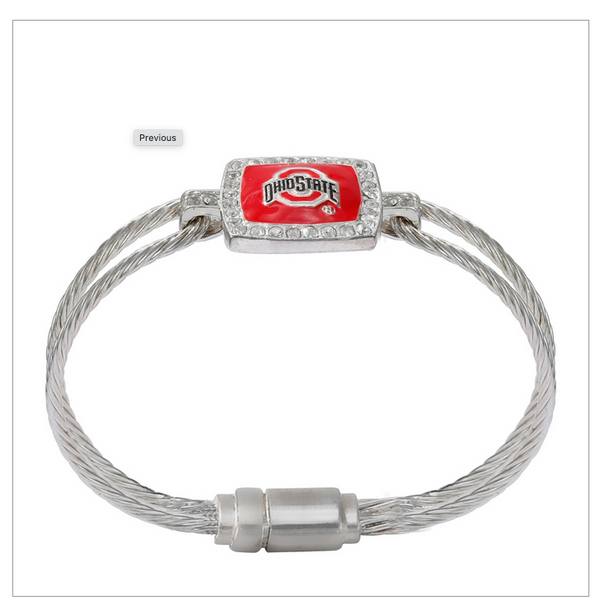 OHIO STATE SQUARED CRYSTAL LOGO BANGLE