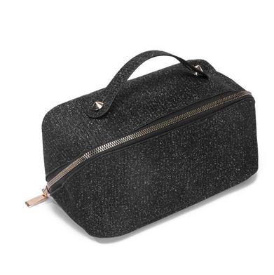 Glitter Makeup Travel Case With Handle and Spike Stud Details