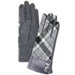 Plaid Smart Glove w/ Faux Fur and Button Accent Grey