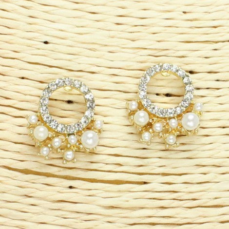 Stylish Round Cluster Earrings Gold