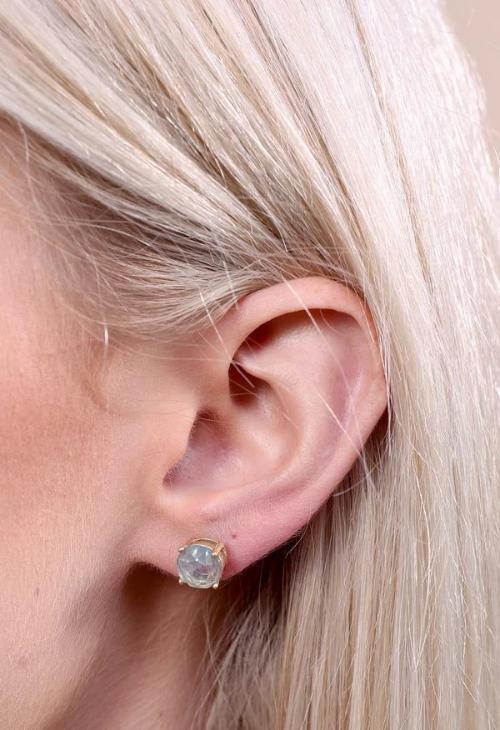 Edel Round Opal Stud Earring Blue Opal