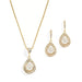 14K Gold Necklace & Earrings Set with CZ Framed Pearl