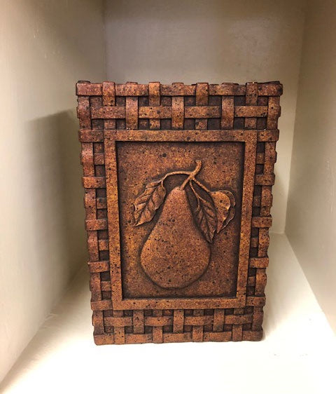 Pear Vase with Faux Basket Weave Background