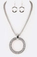 Druzy Crystal Ring Iconic Pendant Set Silver
