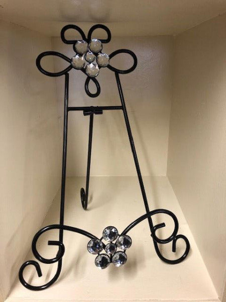 Decorative Wrought Iron Double Jewel-Accent Tabletop Easel