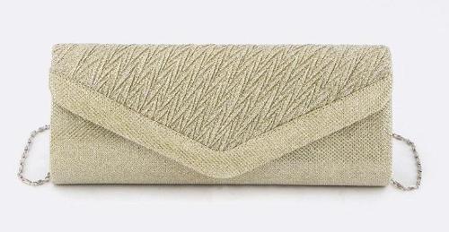 Pleated Flap Evening Clutch Gold