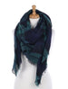 Checkered Plaid Soft Yarn Blanket Scarf Green/Blue