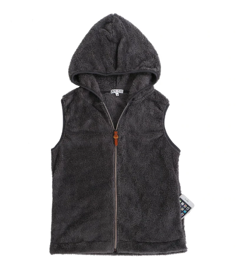 Hooded Sherpa Vest Charcoal