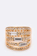 Crystal Baguette Stretch Cocktail Ring Gold/Clear