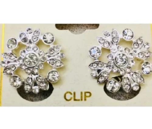 Silver Flower Clip Earrings