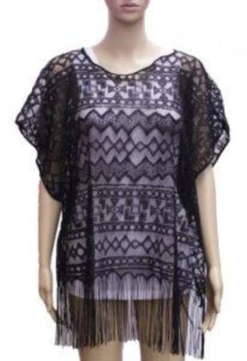 Lace Poncho/Cover Up Black