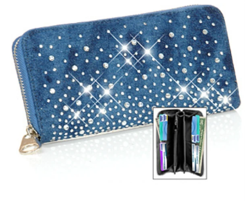 Triple Compartment Bling Accordion Wallet