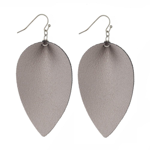 Drop Faux Leather Earrings Silver