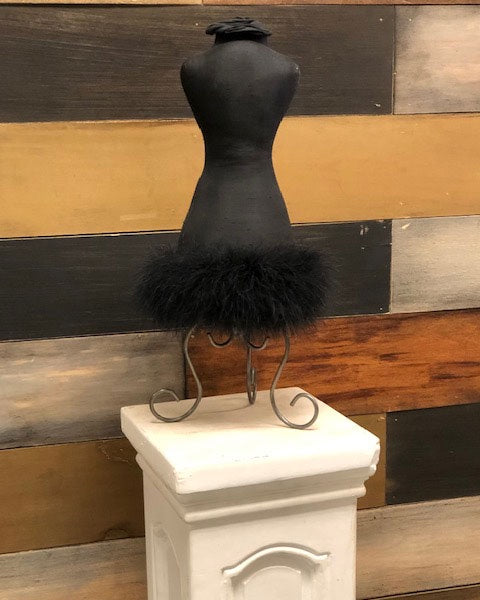 Fur-Trimmed Fabric Tabletop Mannequin