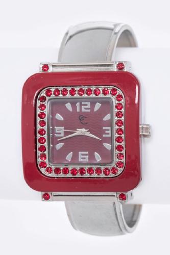 Crystal Bangle Watch Red