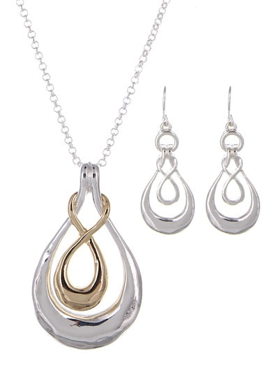 Two Tone Infinity Necklace Set