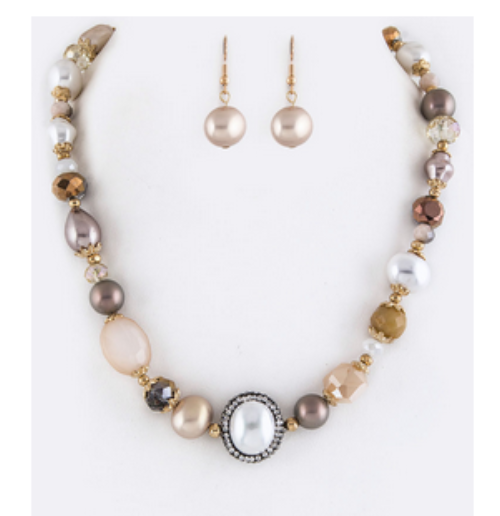 Mixed Beads & Pearl Necklace Set