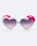 Flower Accent Heart Sunglasses White/Hot Pink