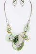 Mix Media Celluloid Crystal Necklace Set Green