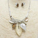 Fashion Leaves Necklace Set Silver/Brown