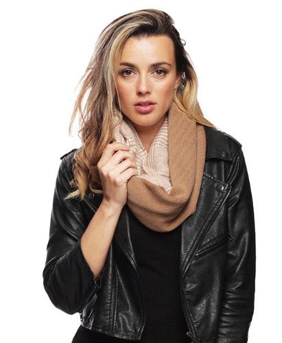 Glen Check Half-Knit Infinity Scarf Beige