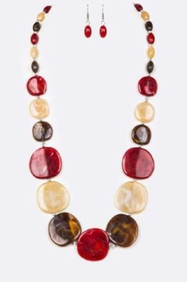 Bakelite Beads Necklace Set Brown