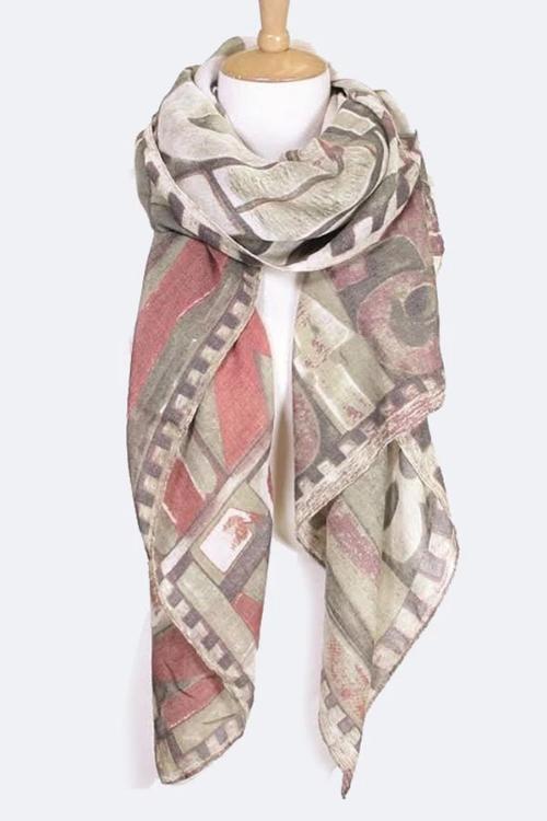 Block Letter Iconic Printed Scarf Olive