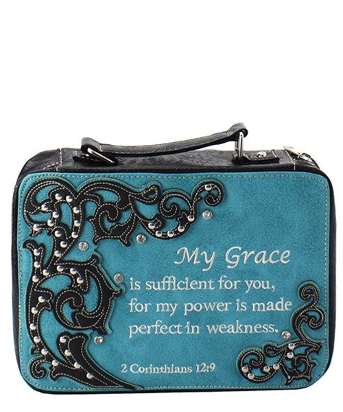 Western Faux Leather Bible Cover Turquoise
