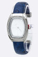 Crystal Bezel Open Bangle Watch Blue