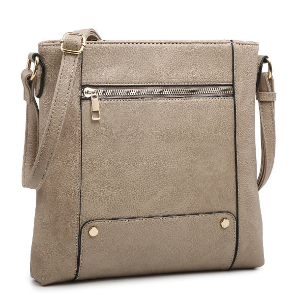 Front Zip Pocket Crossbody Stone