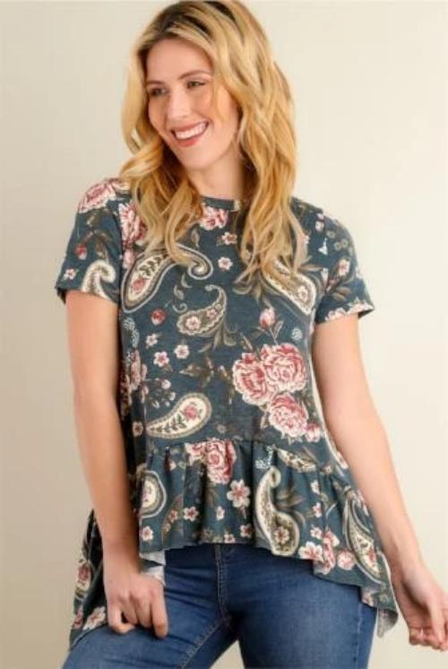 Floral Paisley Blouse Teal