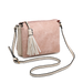 Tassel Accent Whipstitched 3-Compartment Crossbody Pink